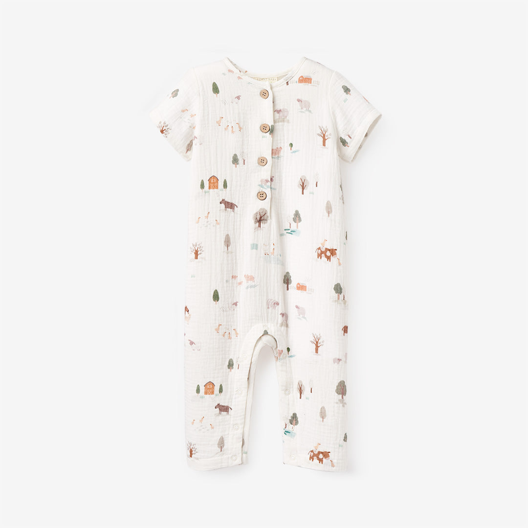BA - On The Farm Jumpsuit Organic Muslin Short Sleeve