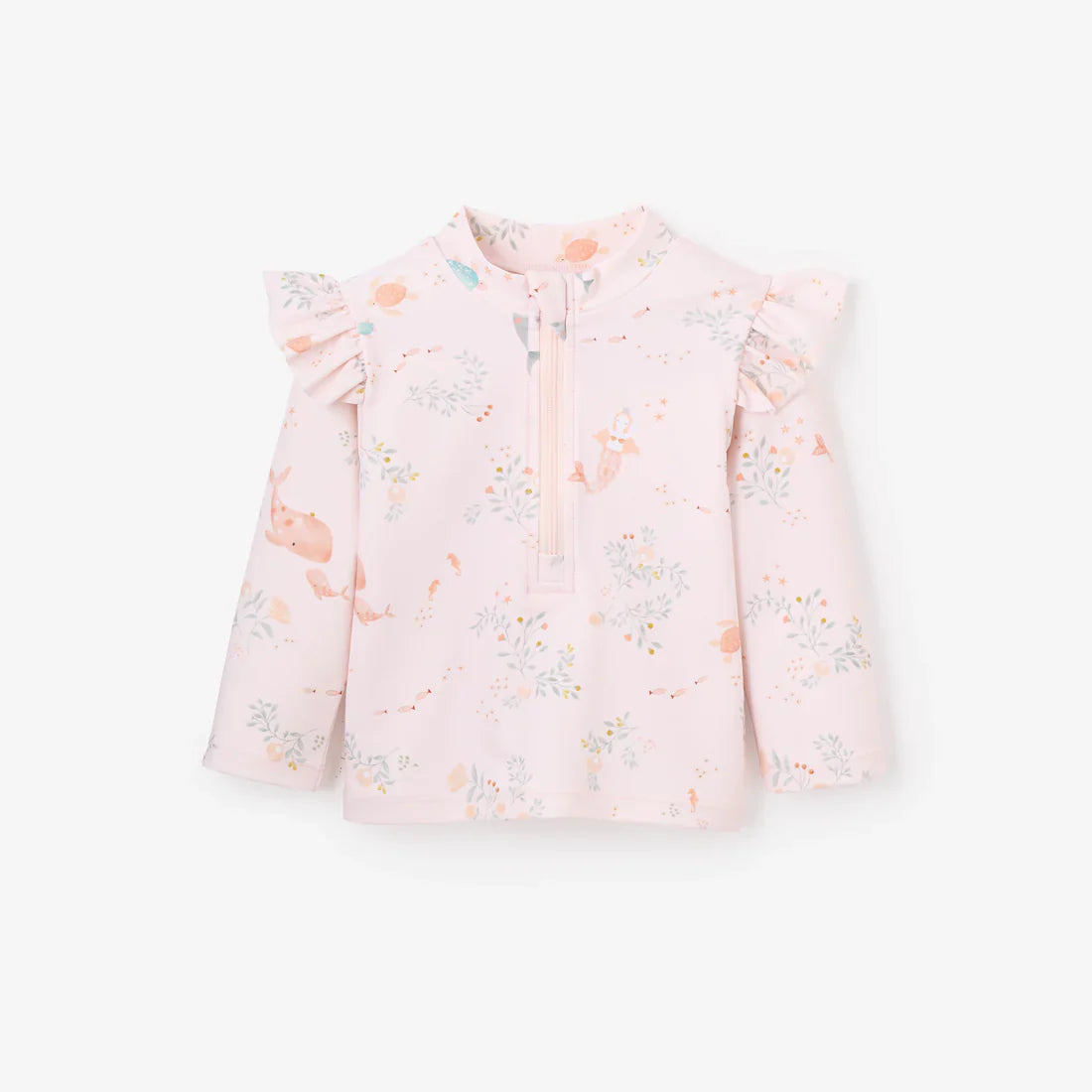 BA- PINK SEA MAGIC FLUTTER SLEEVE BABY RASH GUARD