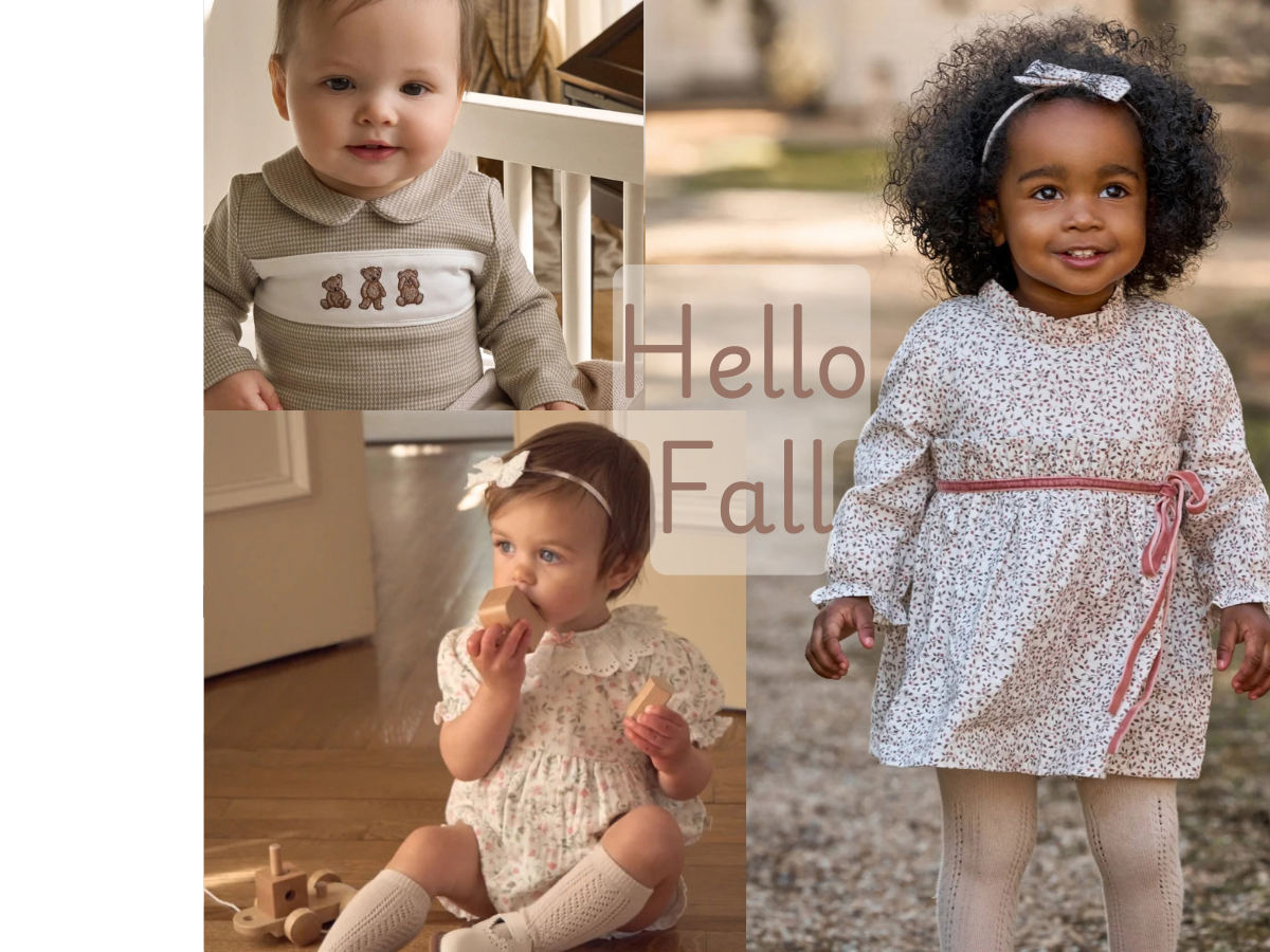 Fall and winter baby collection featuring the Milkbarn Gold Fox print