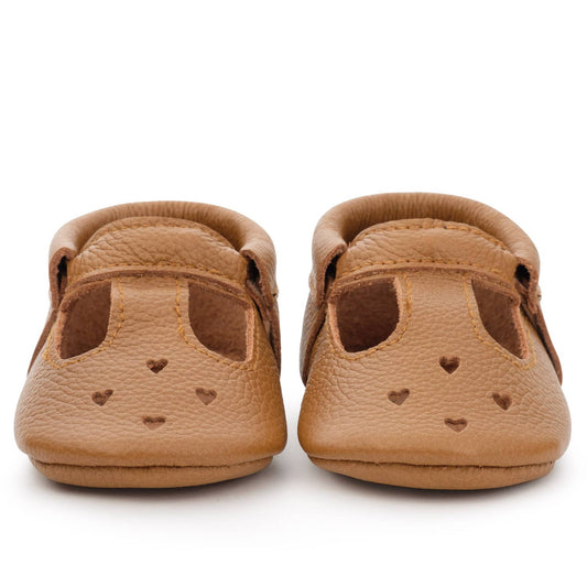 BA - Mary Jane Baby Moccasins - Leather Baby Shoes Classic Brown