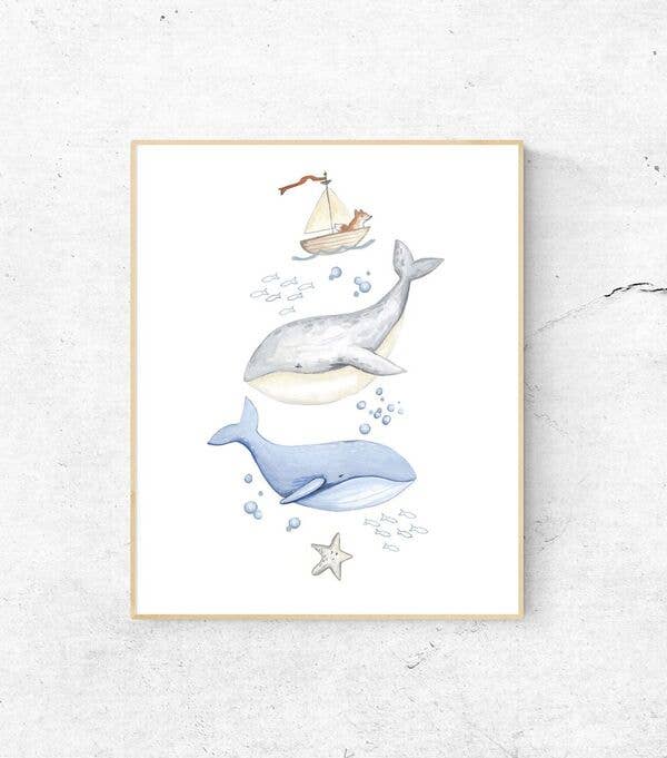 BA- Whale Nursery Art Print Wall decor