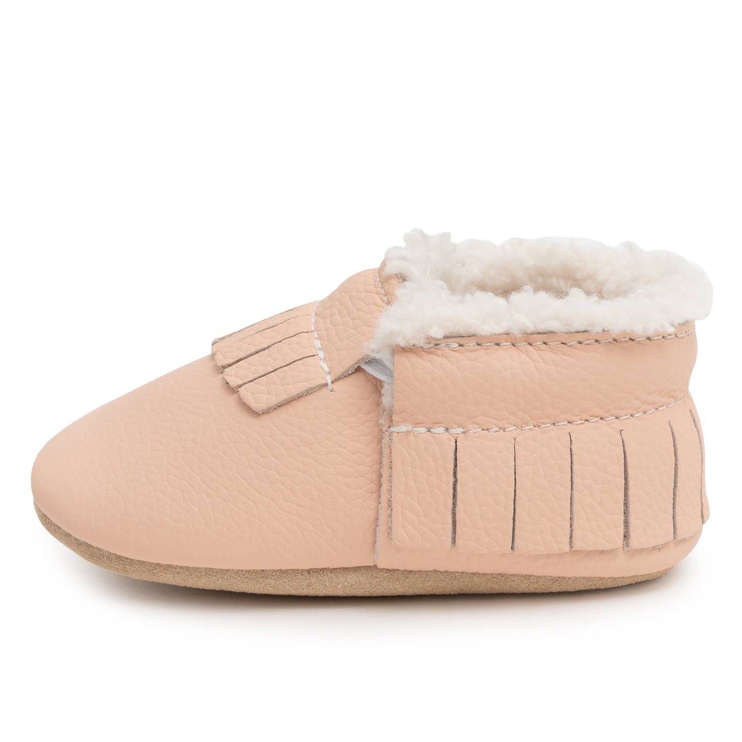 BA - Sherpa Baby Moccasins - Leather Baby Shoes (Desert Rose)