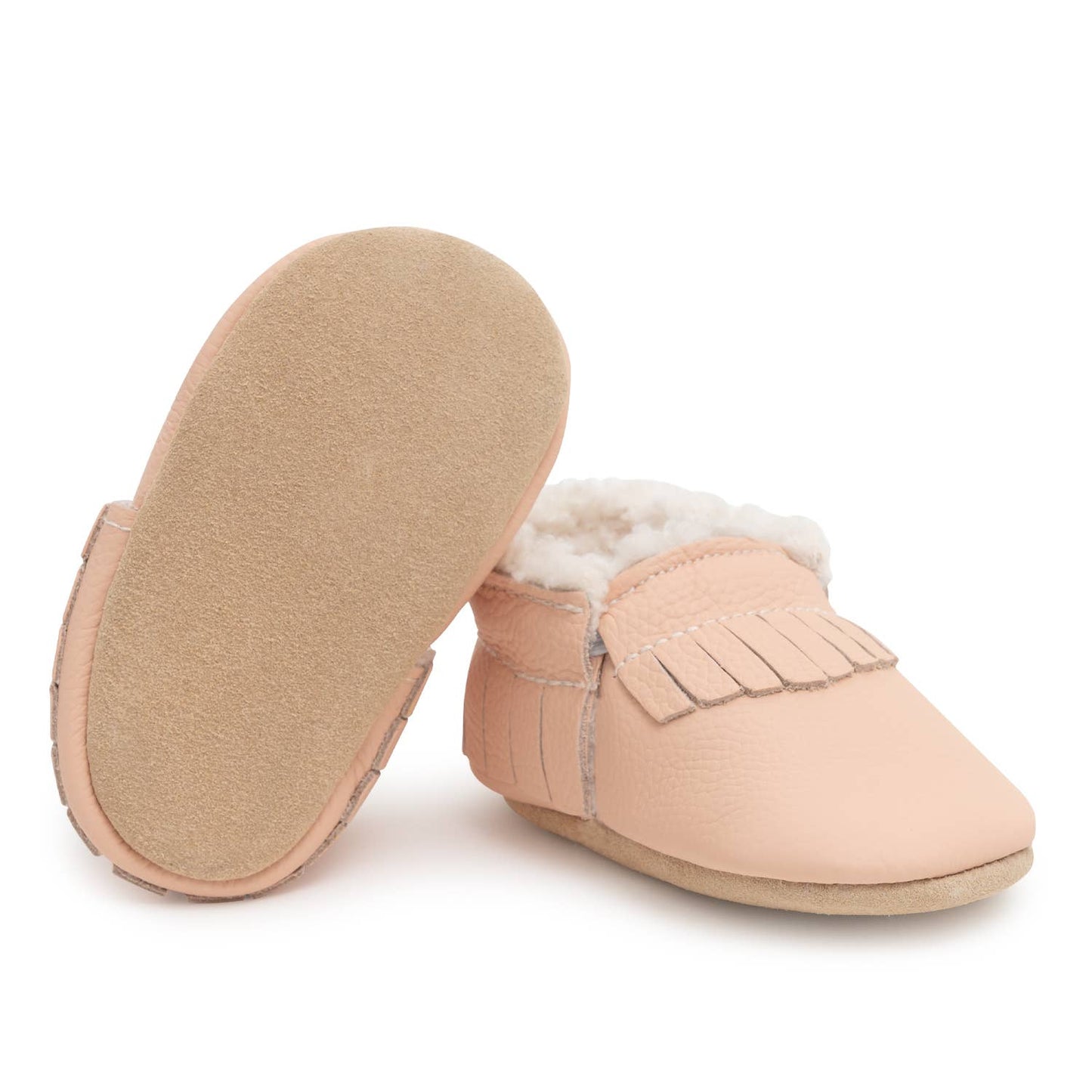 BA - Sherpa Baby Moccasins - Leather Baby Shoes (Desert Rose)