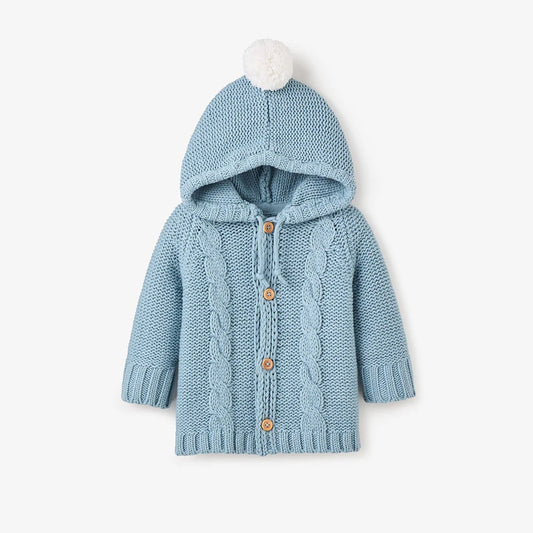 BA - Hooded Cardigan with Pom