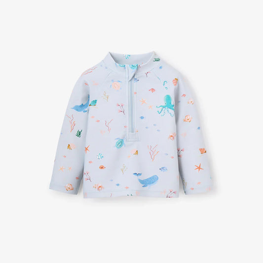 BA - PALE BLUE OCEAN ADVENTURE BABY RASH GUARD