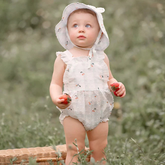 BA - Strawberry Picnic Swiss Dot Bibbed Bubble