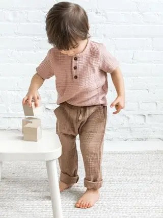 BA - Organic Landon Seersucker Button Down and Sully Muslin Pant Set