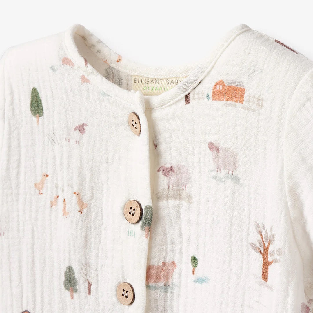 BA - On The Farm Jumpsuit Organic Muslin Short Sleeve