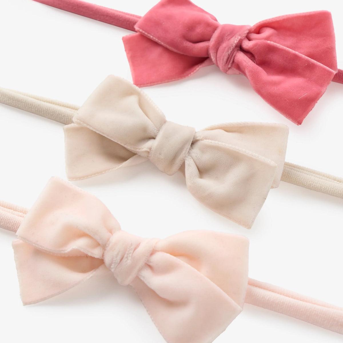 BA - Pink Velvet Bow Headband Set