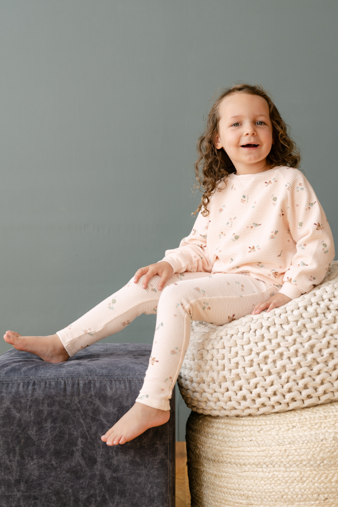 Organic Cotton Waffle Legging in Birds