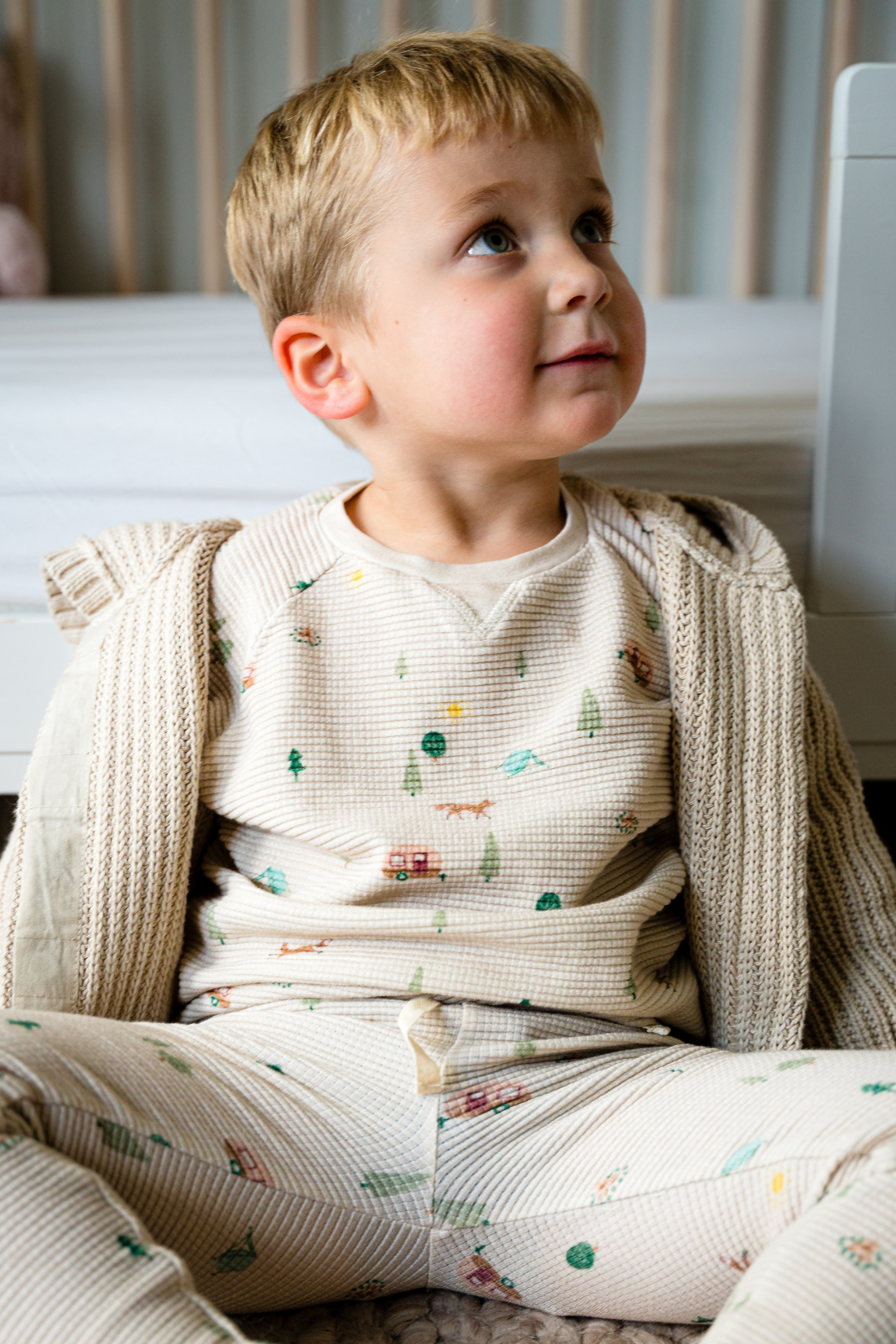 Organic Cotton Waffle Long Sleeve Tee in Camping