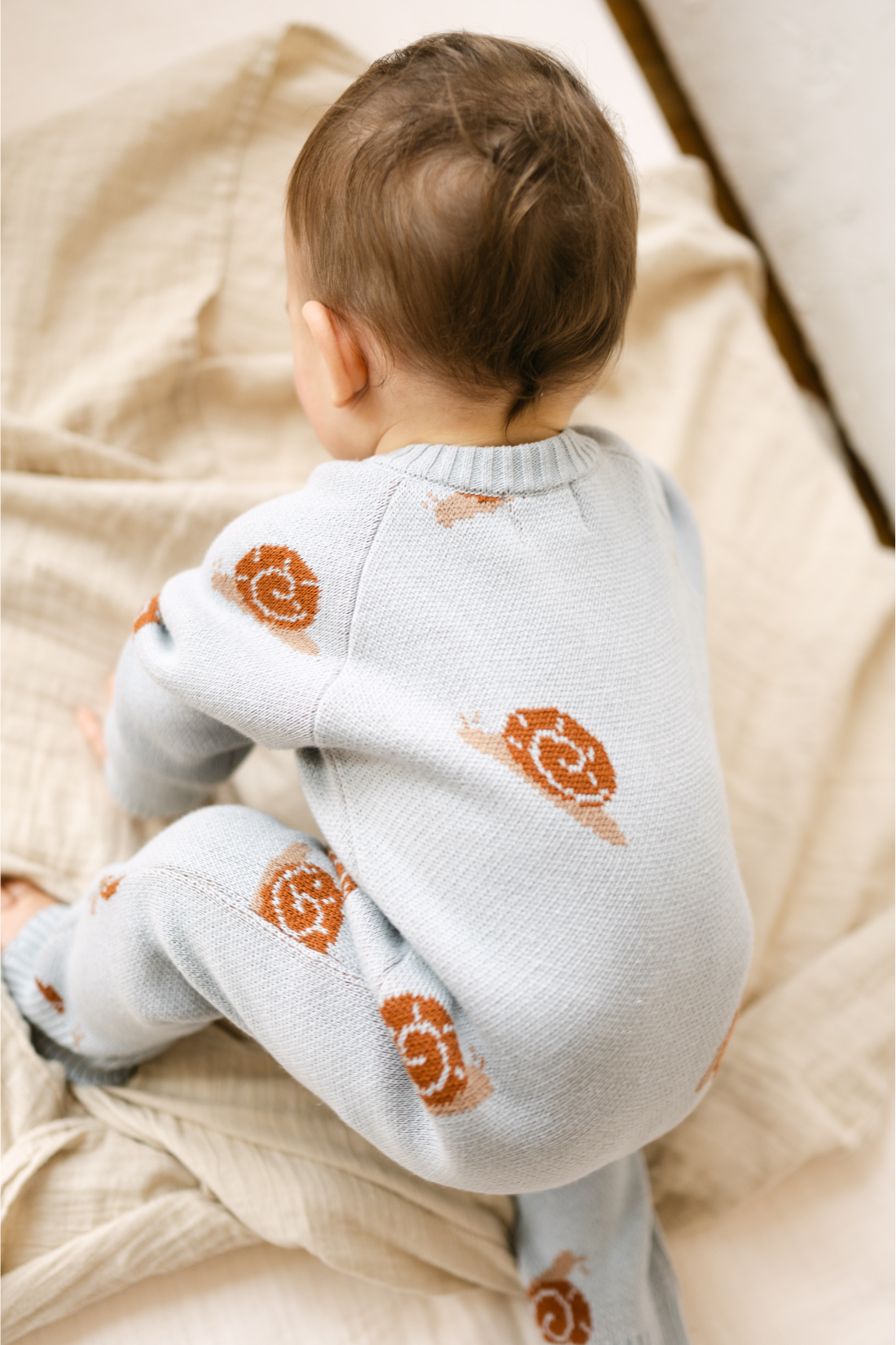 Organic Snail Romper in Pearl Blue