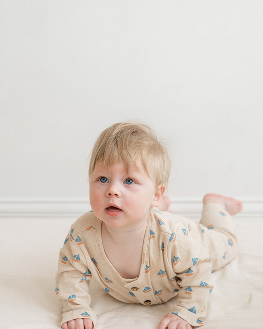 Quinn Magnetic Playsuit in Sailboats