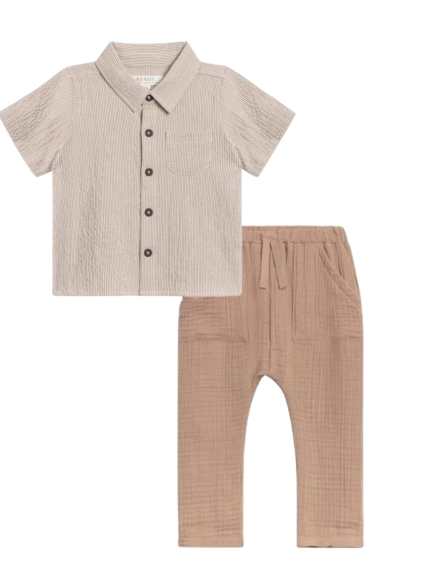 BA - Organic Landon Seersucker Button Down and Sully Muslin Pant Set