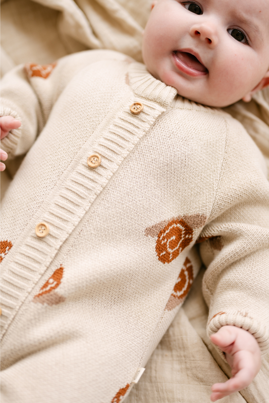 Organic Snail Romper in Oatmeal