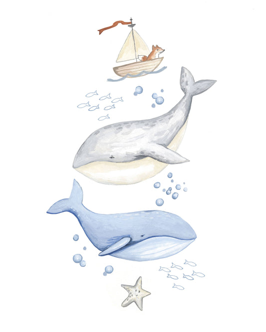 BA- Whale Nursery Art Print Wall decor