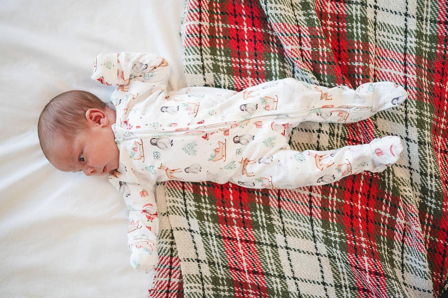 BA- Organic Cotton Baby Footie Christmas Holiday Santa Pajamas