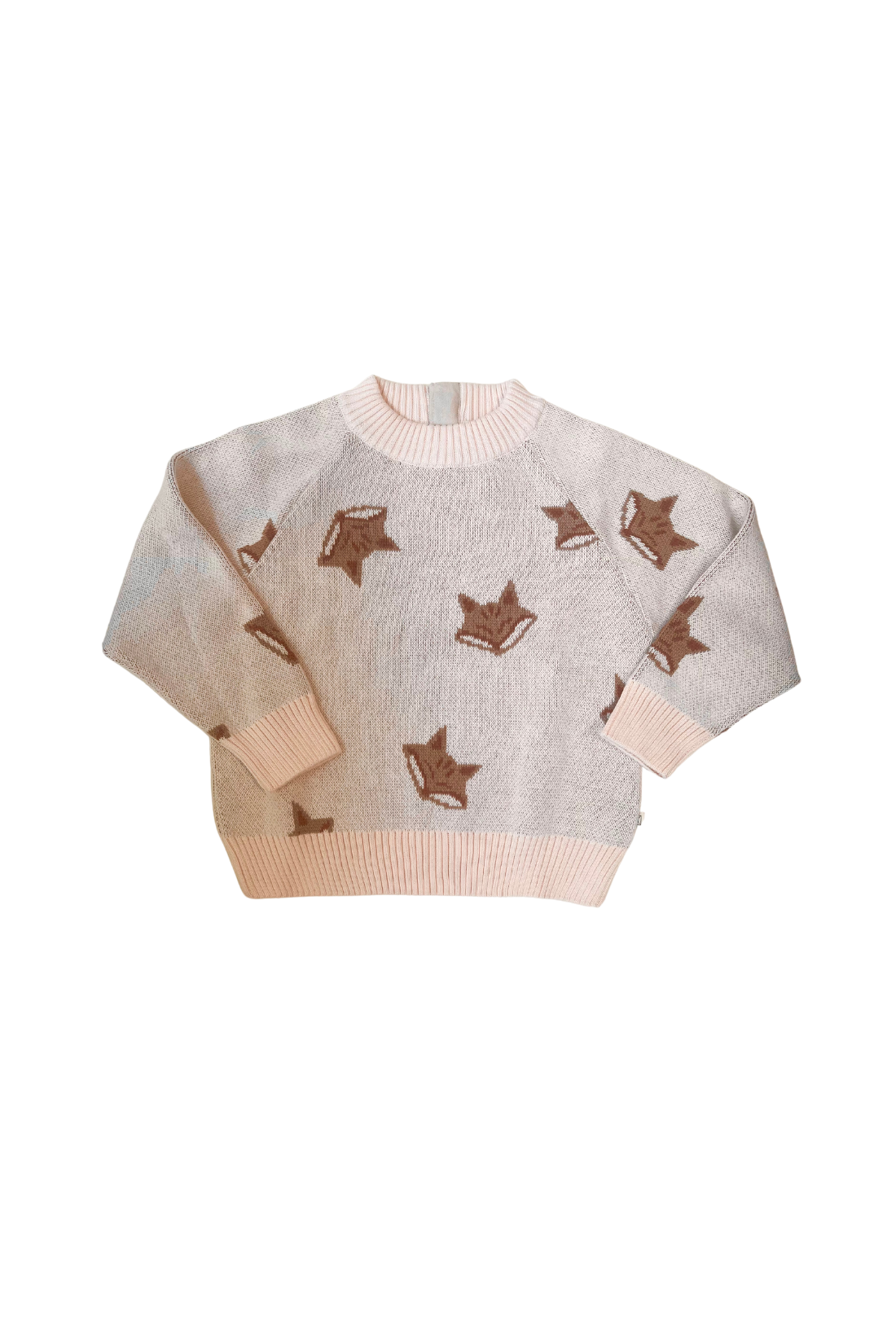 Organic Fox Knit Sweater in Pale Pink